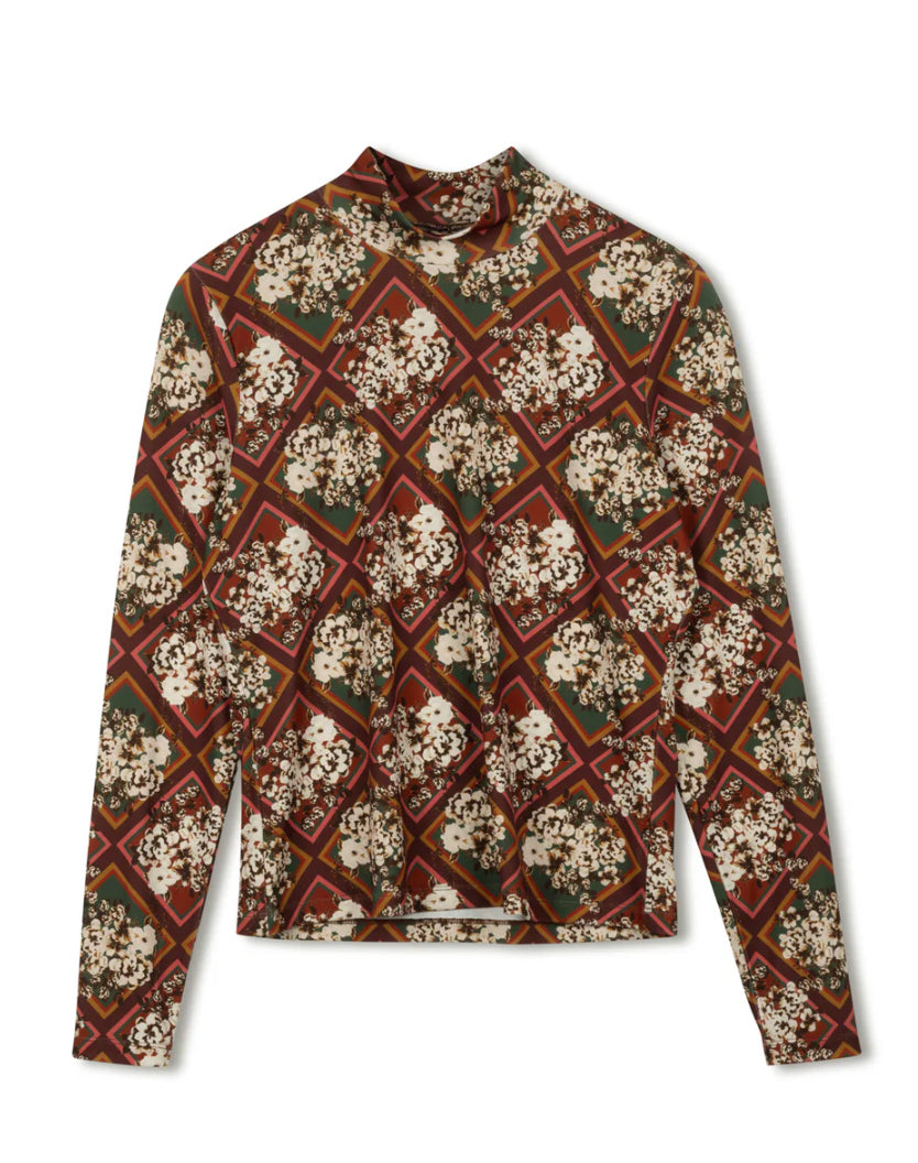 POINT PRINTED MOCK NECK TOP