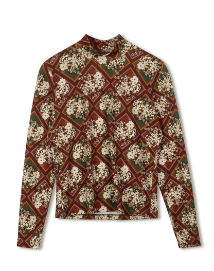 POINT PRINTED MOCK NECK TOP