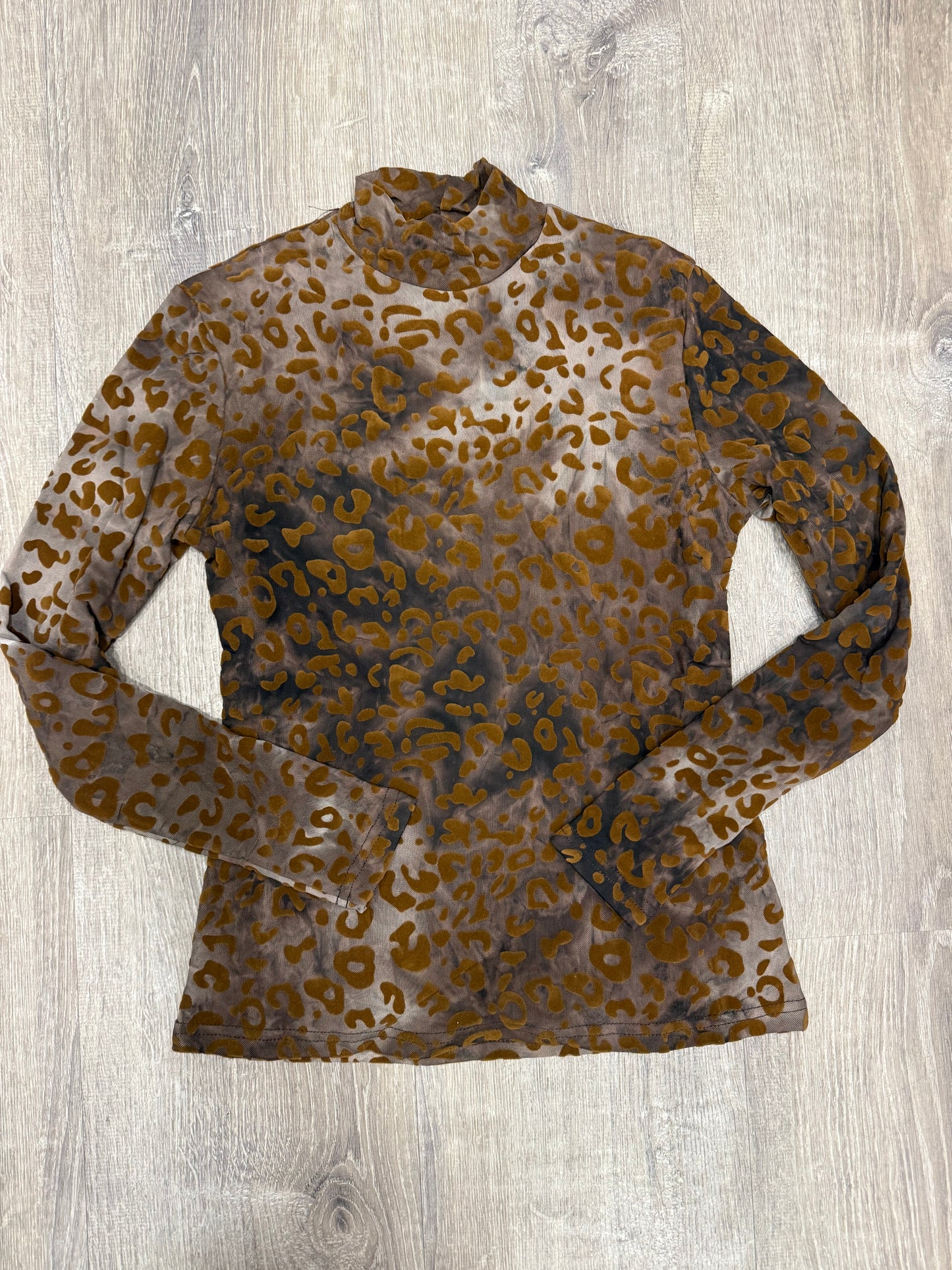 LEPORD VELVET PRINT MESH TURTLENECK