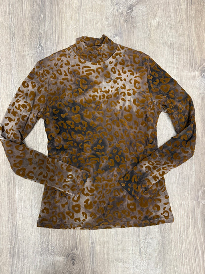 LEPORD VELVET PRINT MESH TURTLENECK