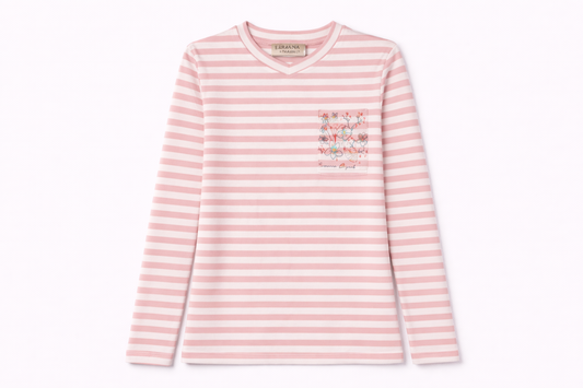 PINK STRIPED POCKET TEE