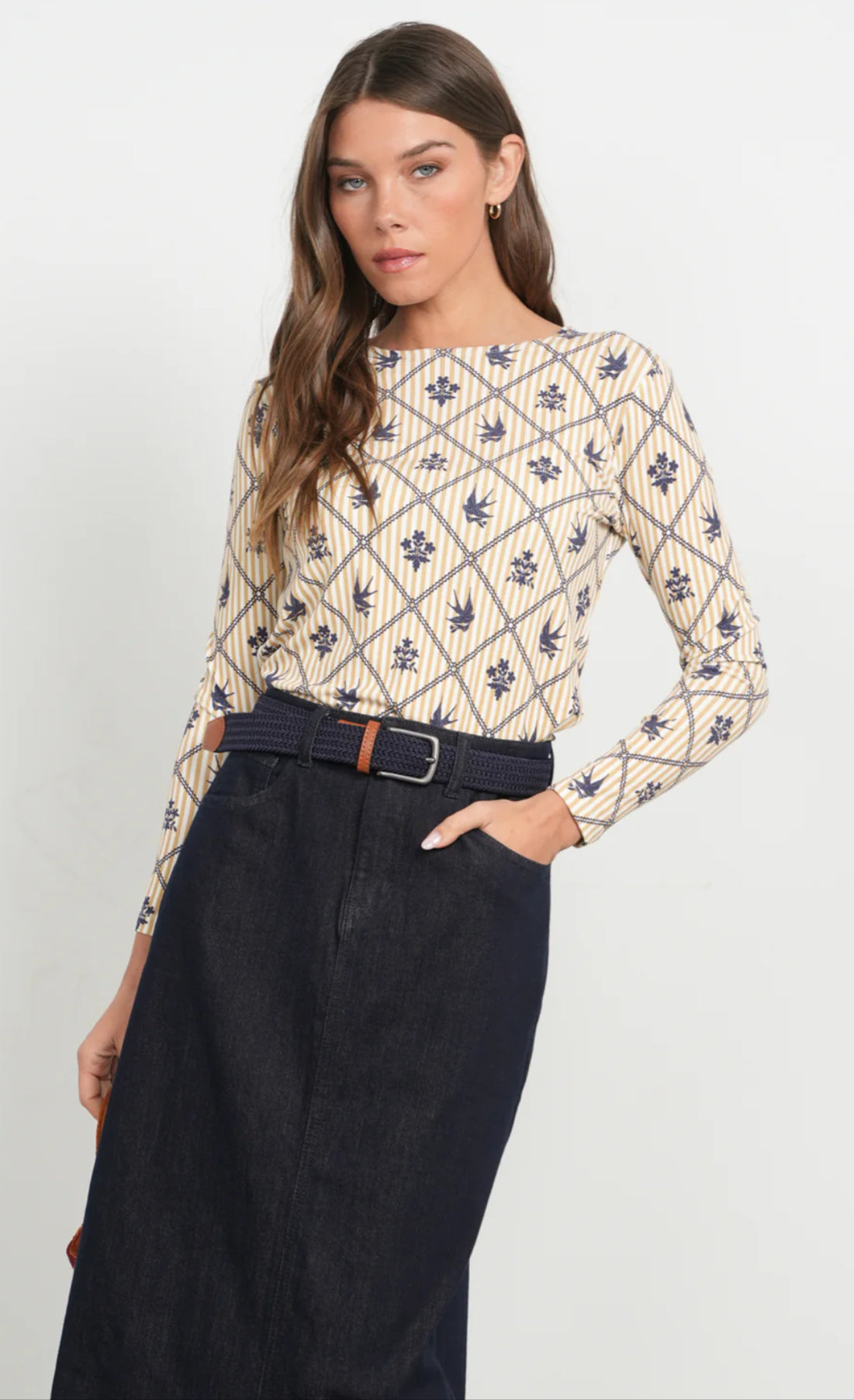 POINT PRINTED JERSEY CREW