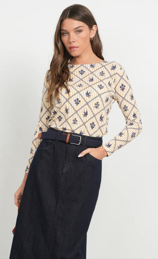 POINT PRINTED JERSEY CREW