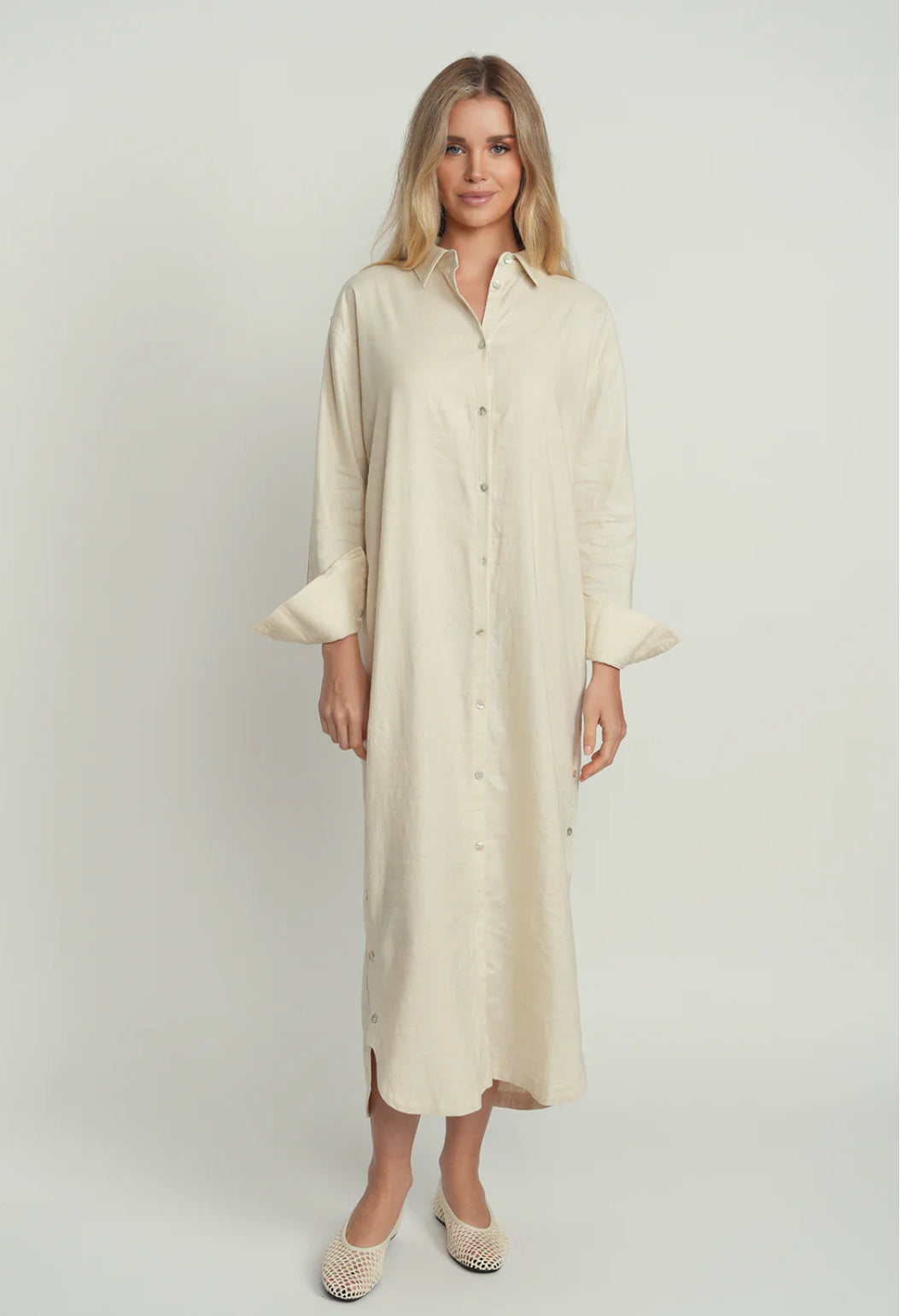 POINT LINEN SHIRT DRESS