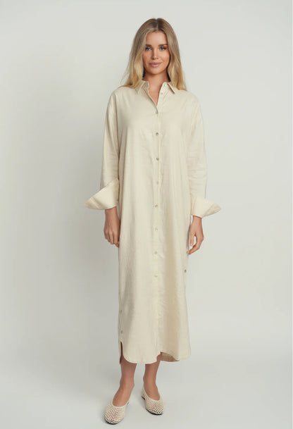 POINT LINEN SHIRT DRESS