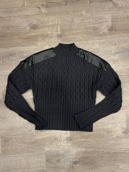 LEATHER COMBO SWEATER