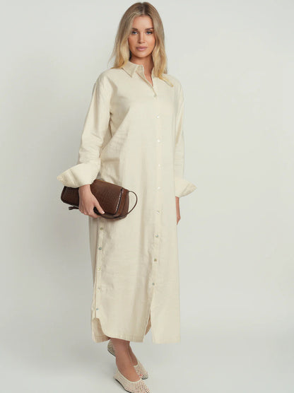 POINT LINEN SHIRT DRESS
