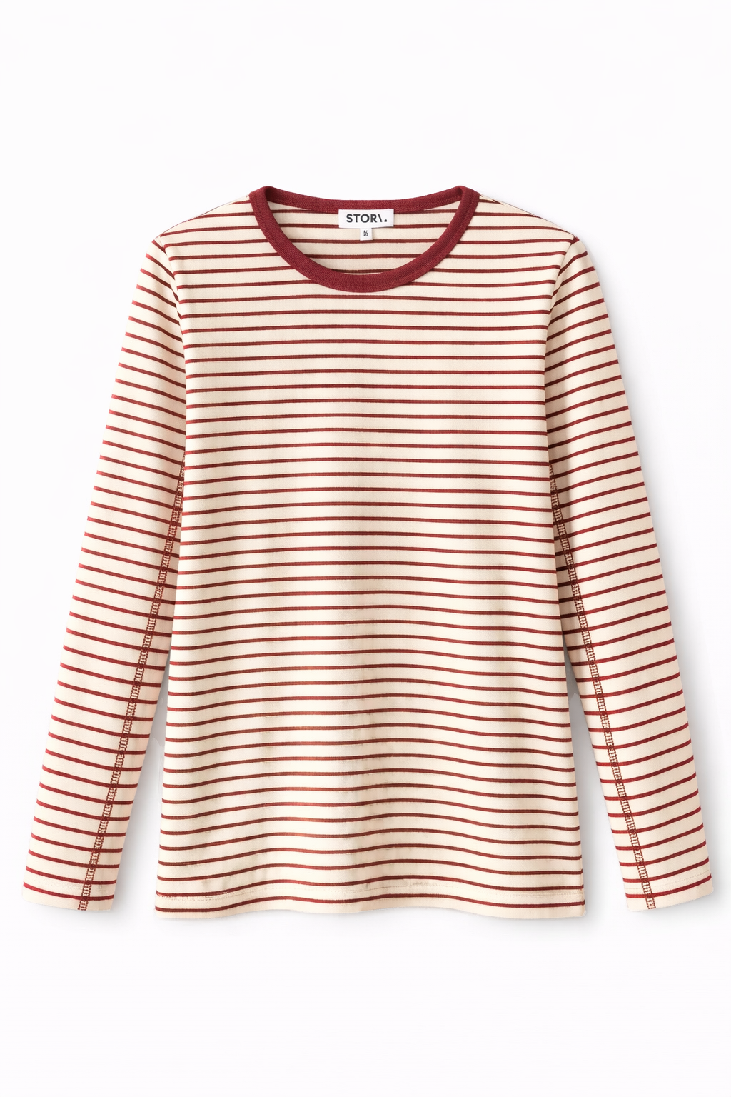 STRIPED SEAMED DETAILED TEE