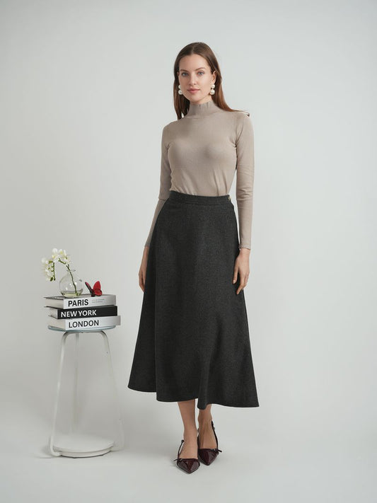 WOOL SIDE BUTTON SKIRT