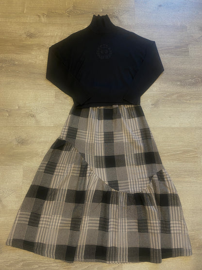 PLAID MIDI SKIRT