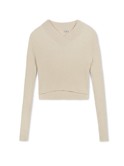 POINT V-NECK CROPPED SWEATER