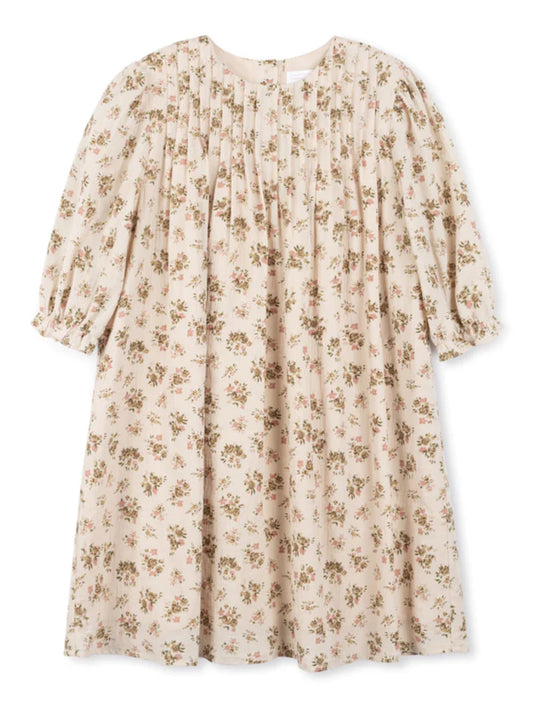 PLEATED FLORAL DRESS