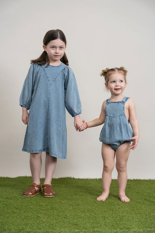 GIRLS WASHED DENIM DRESS