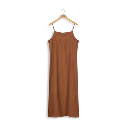 POINT BRUSHED A-LINE SLIP DRESS SOLIDS