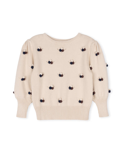 CLUSTER POM POMS KNIT SWEATER