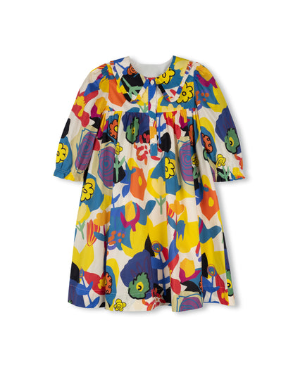 COLOR PRINTED BABYDOLL DRESS