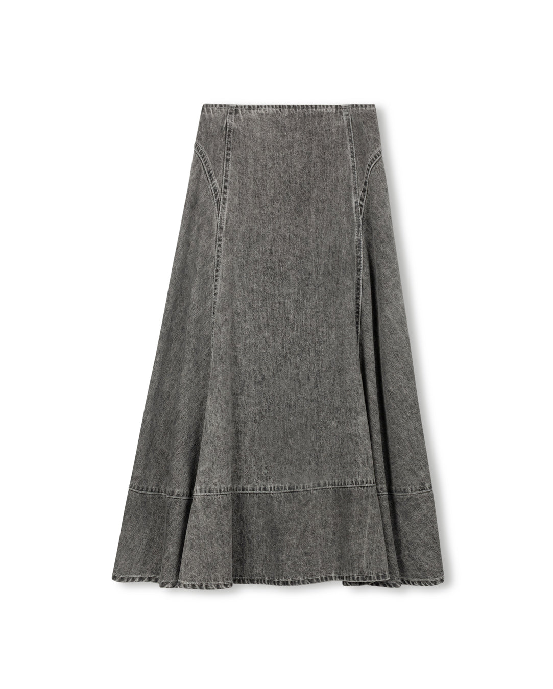 DENIM STICH STICH MAXI SKIRT - BLACK DENIM