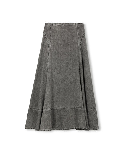 DENIM STICH STICH MAXI SKIRT - BLACK DENIM