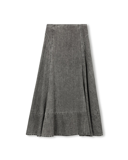 DENIM STICH STICH MAXI SKIRT - BLACK DENIM