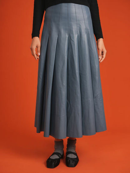 PLEATED LEATHER SKIRT