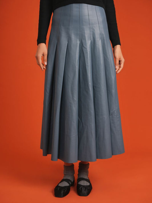 PLEATED LEATHER SKIRT