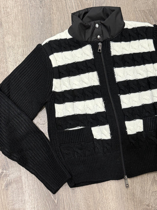 STRIPED PUFFER KNIT CARDIGAN