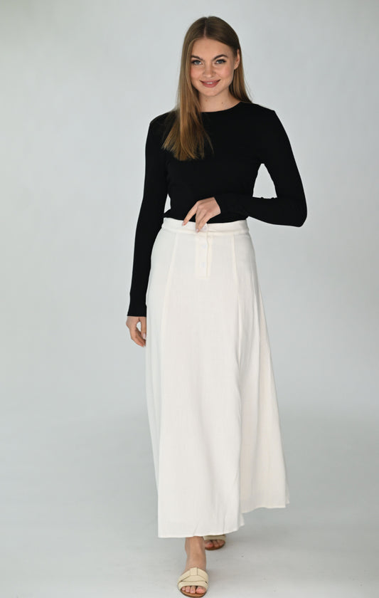 BUTTON FRONT LINEN SKIRT