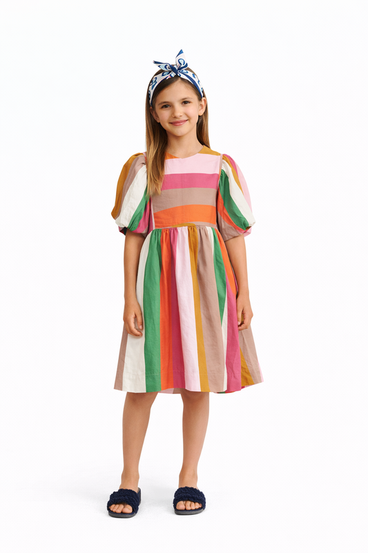 PORTER MULTI COLOR LARGE STRIPES DRESS