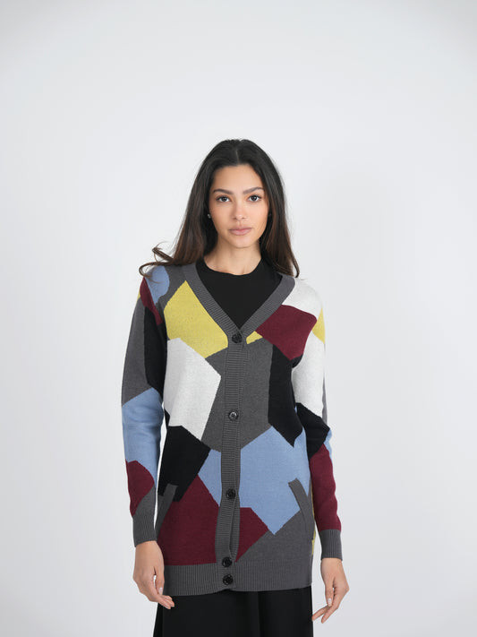 COLOR BLOCKED CARDIGAN