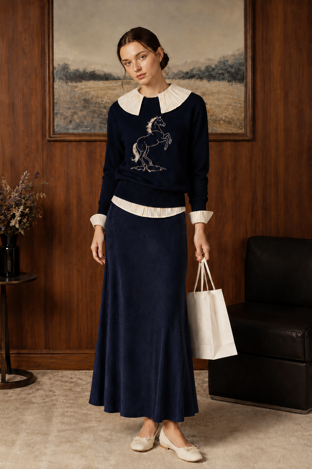 POINT BRUSHED STRAIGHT SKIRT