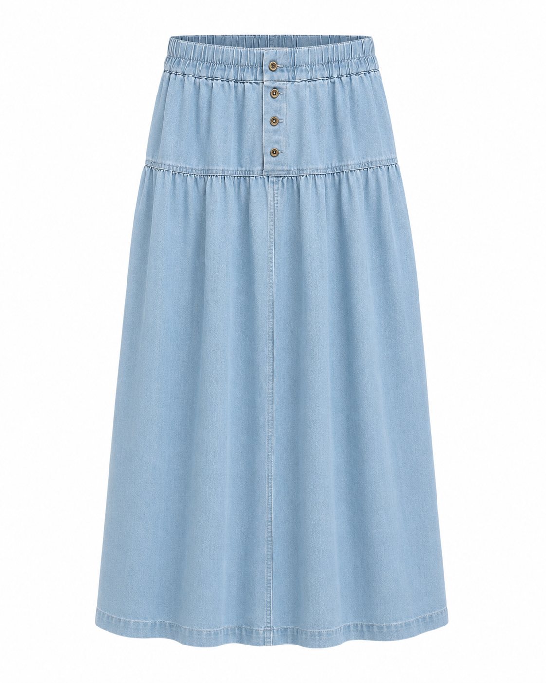 FRONT BUTTONS DENIM MIDI SKIRT