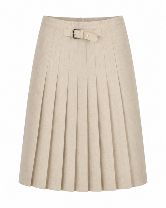 SIDE PLEAT WOOL SKIRT