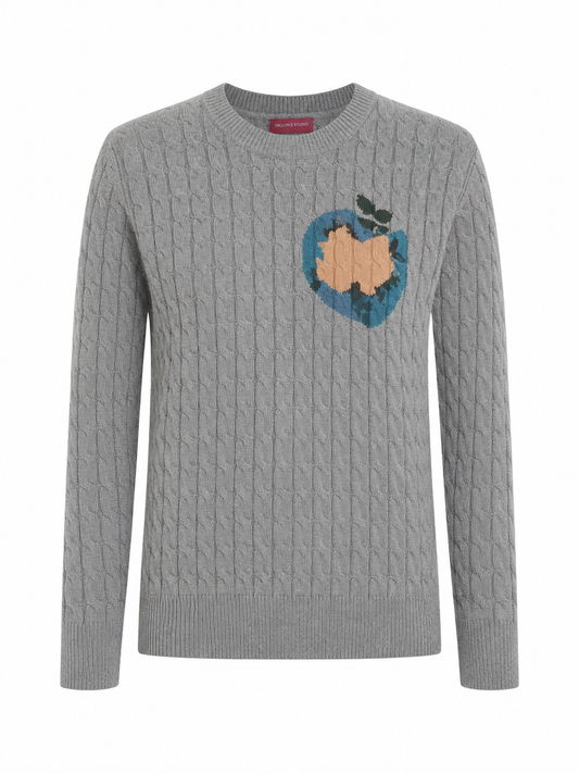 FLOWER CABLE KNIT SWEATER
