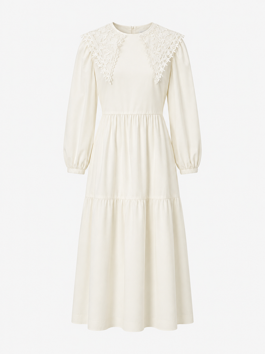 Lace Collared Tiered Dress