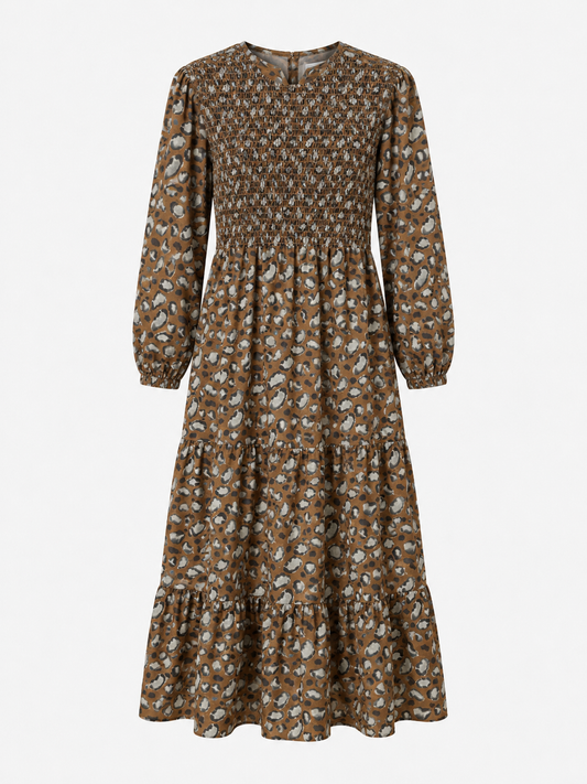 Smocked Leopard Dress