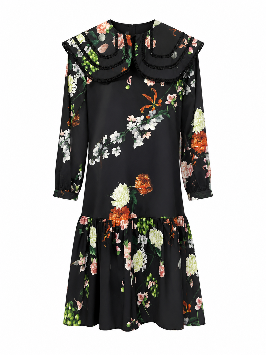 Floral Dress with Big Collar