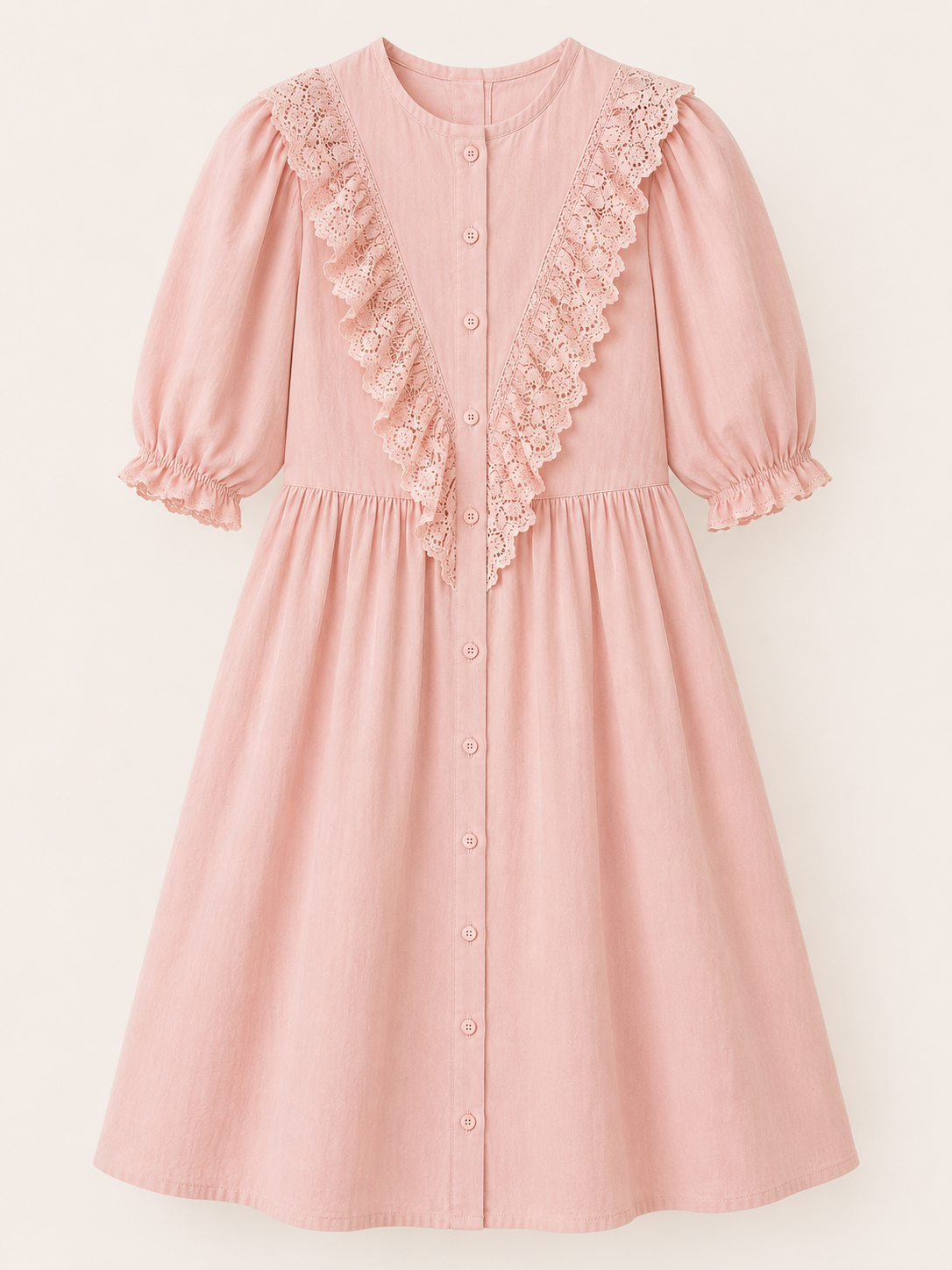 COTTON LACE RUFFLE DRESS