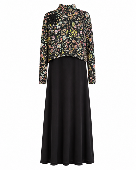 PRINTED and POP UP FLOWER SLIP DRESS