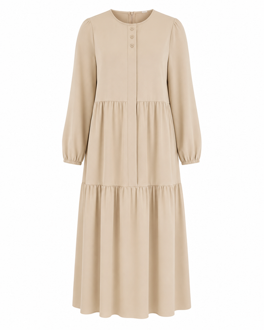 Beige Tiered Dress