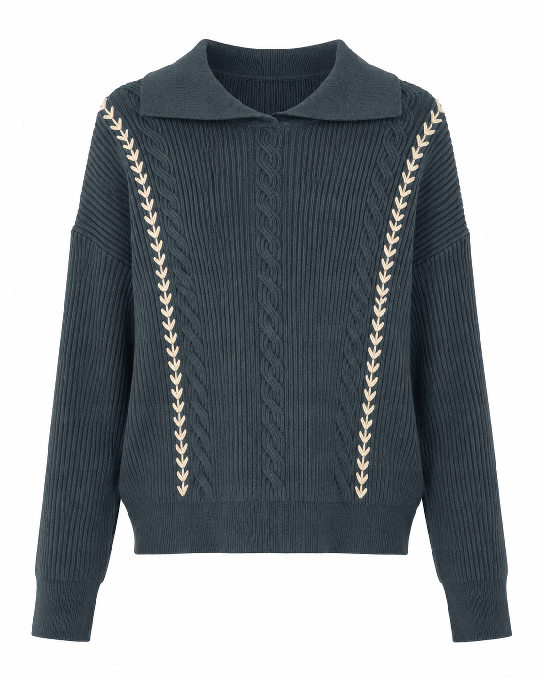TEEN RIB KNIT TOP WITH EMBROIDERY