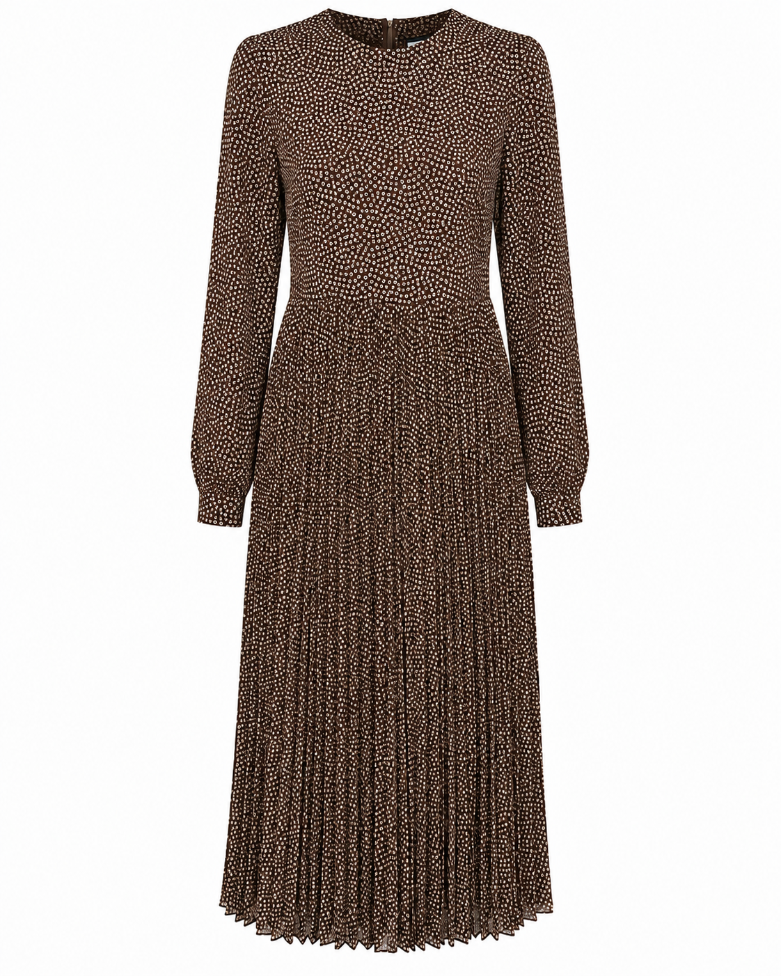 Brown Print Bottom Pleat Dress
