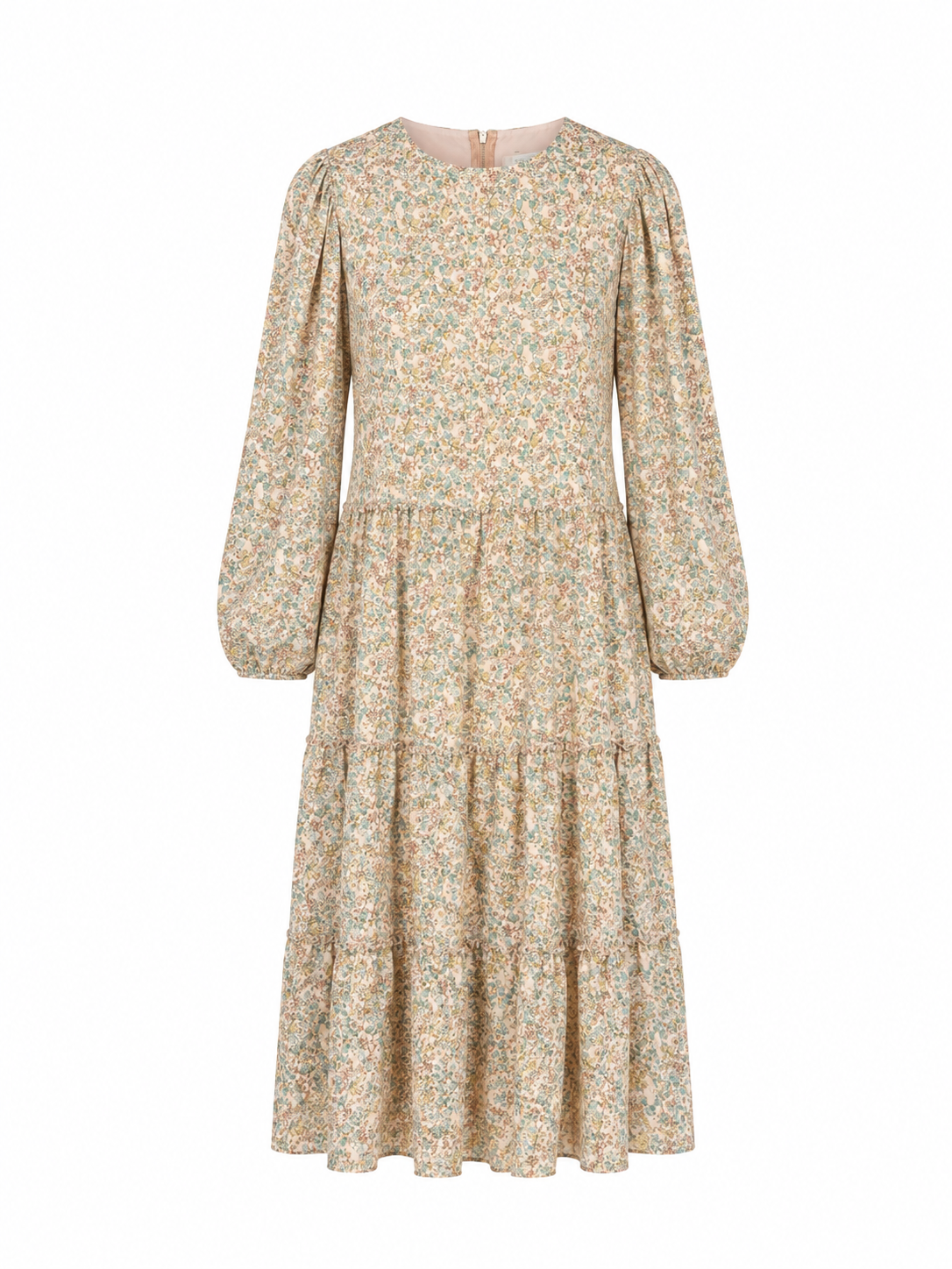 Girls Peach Floral Tiered Dress