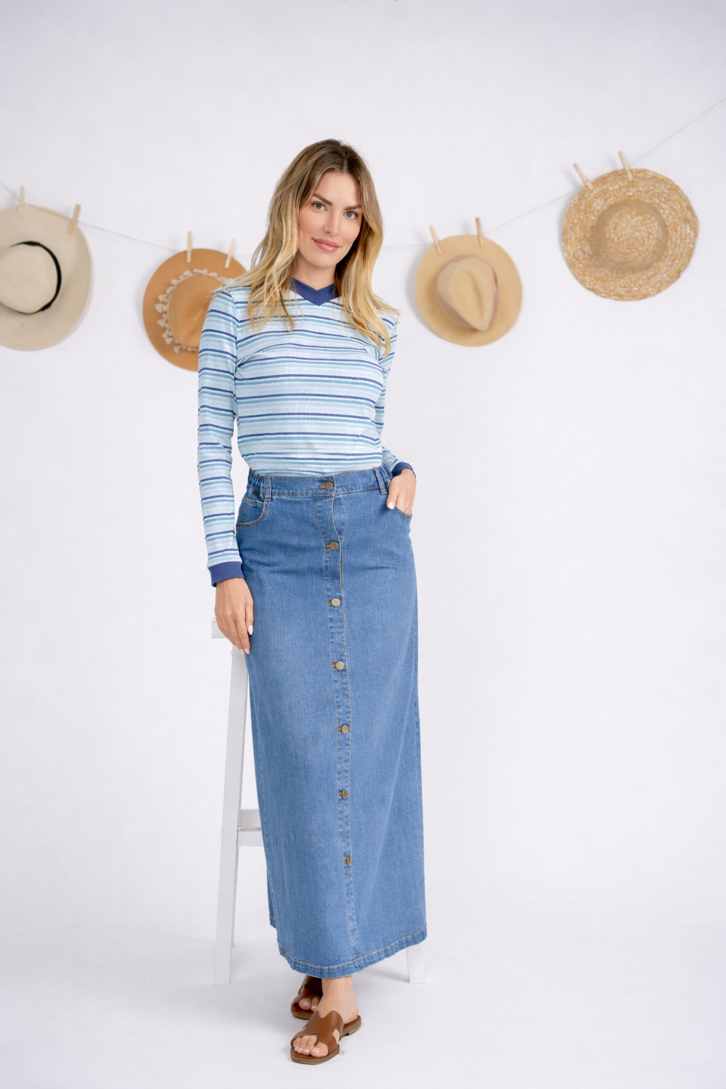 COTTON MAXI BUTTON SKIRT