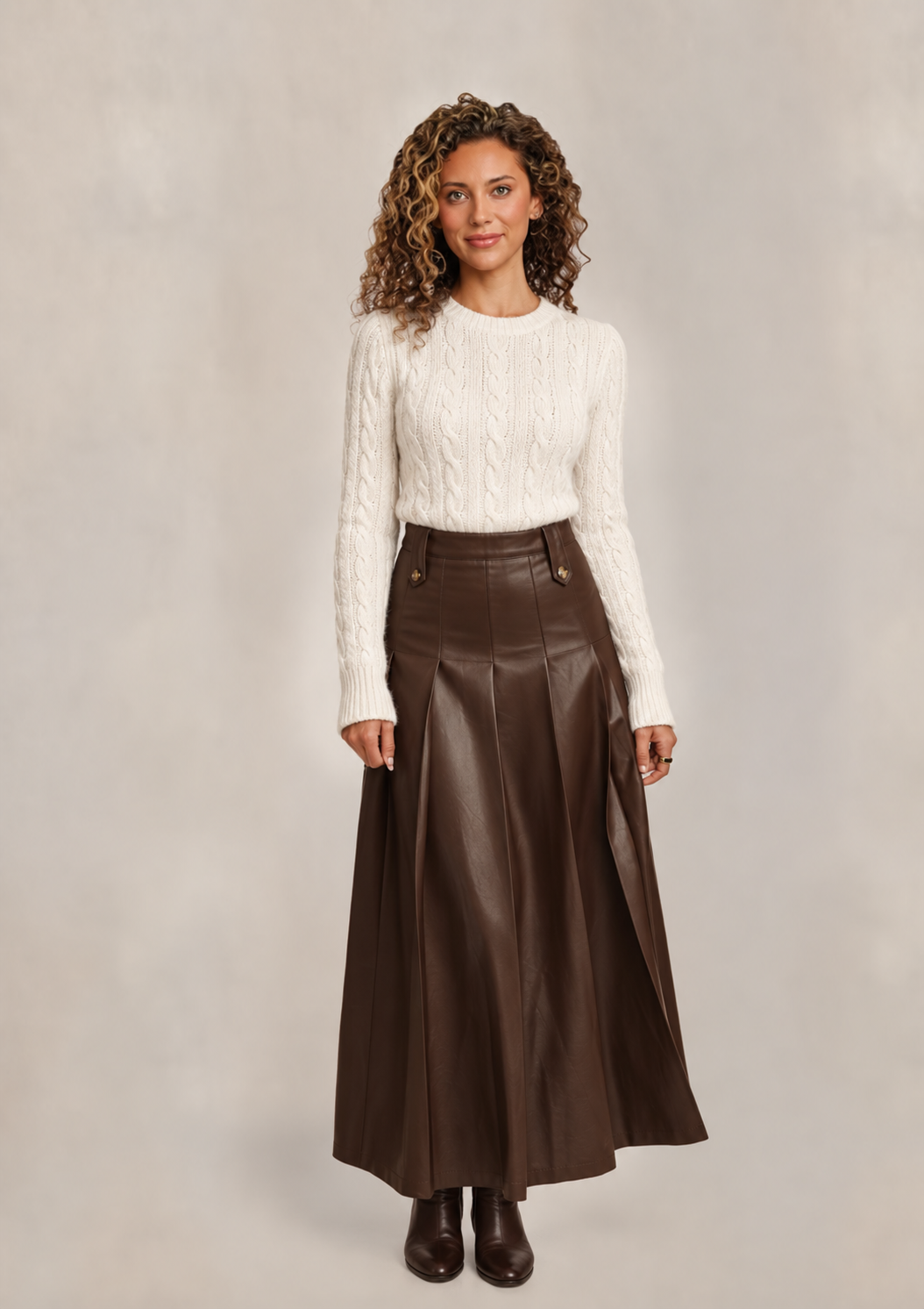 CHOCOLATE LEATHER BROWN SKIRT