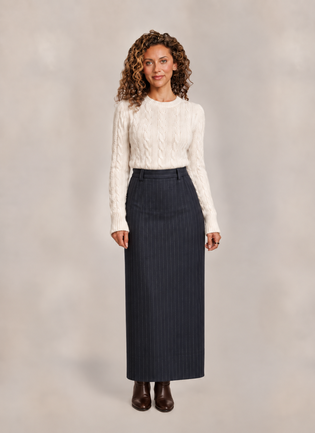 PINSTRIPE COLUMN SKIRT