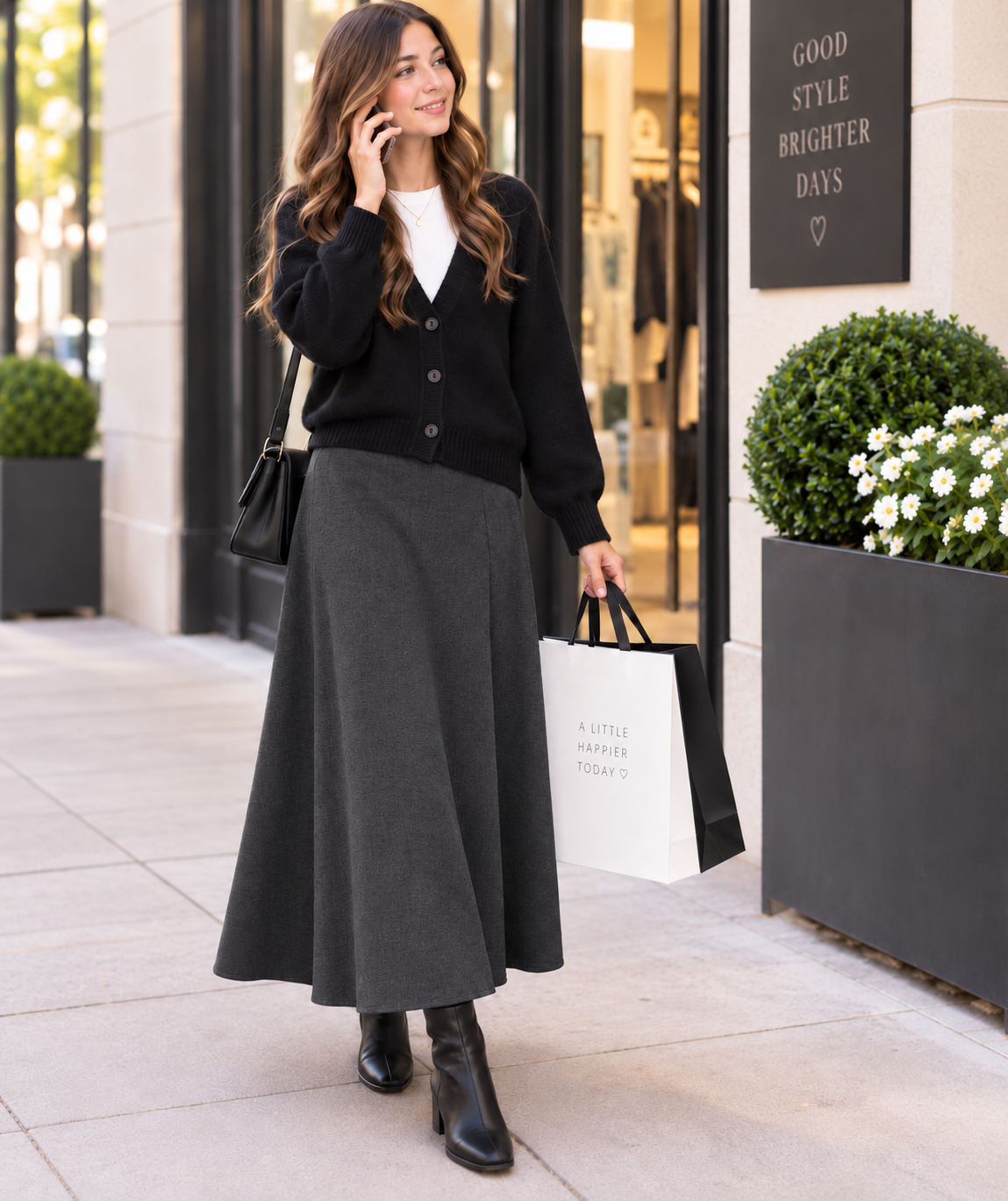 SOLID MIDI SKIRT