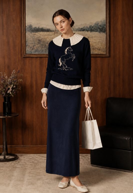 POINT BRUSHED STRAIGHT SKIRT