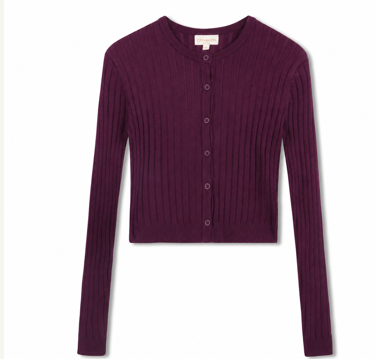CINNAMON RIBBED CROPPED CARDI