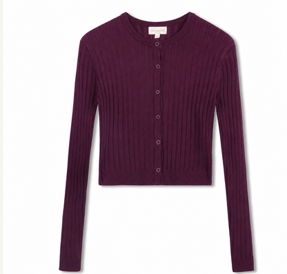 CINNAMON RIBBED CROPPED CARDI