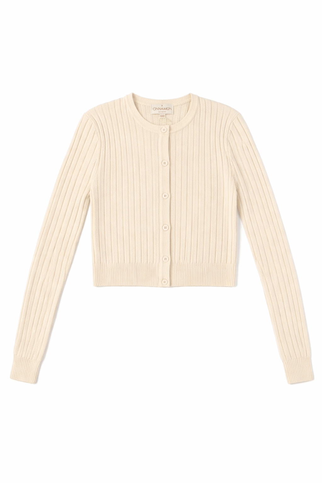 CINNAMON RIBBED CROPPED CARDI